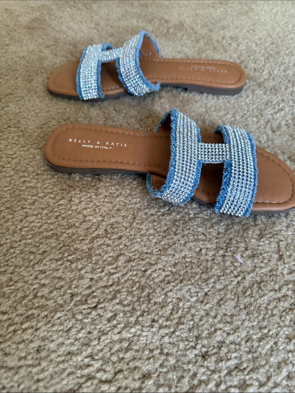 Kelly & Katie Rhinestone Blue and Tan Sandals NWOT sz 8.5